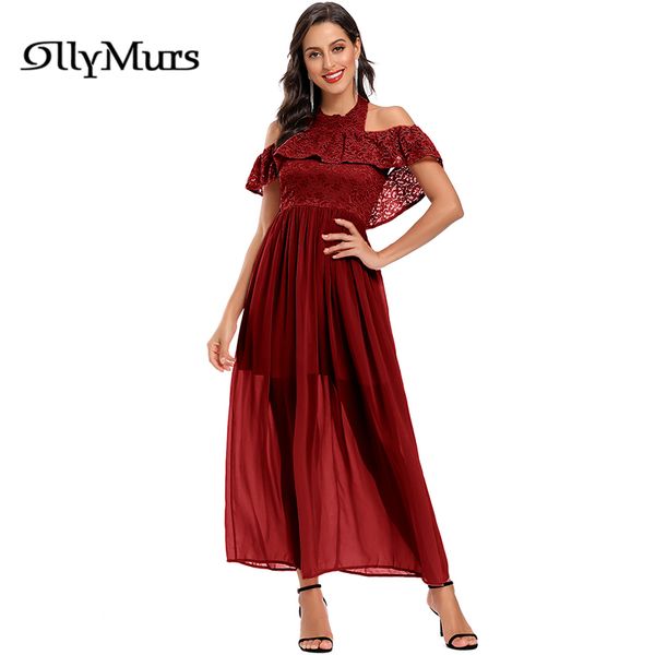 

party dresses halter lace women dress lr926 off the shoulder backless elegant evening ankle-length embroidery vestidos de fiesta, White;black