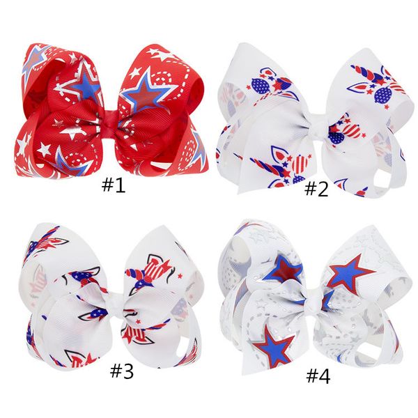 

20pcs/lot, 2020 new july 4th girls 12*7cm ribbon with clip hair bow kids barrette diy hair accessories for kids clip, Slivery;white