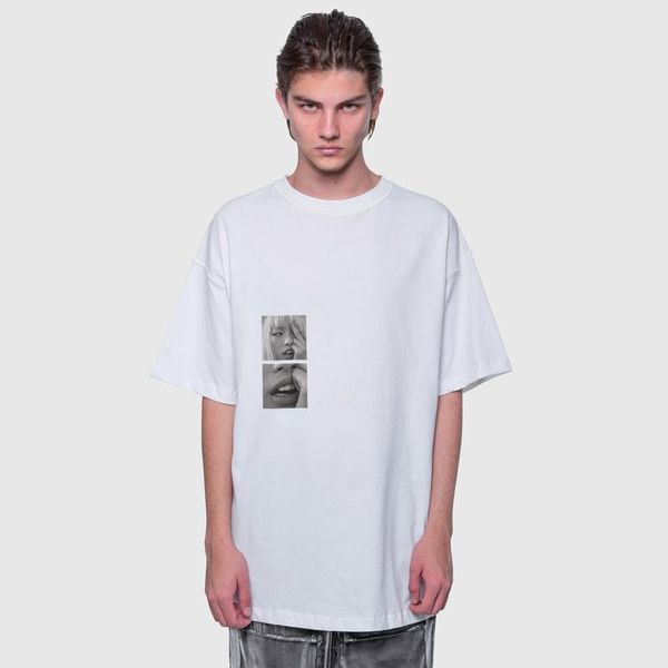 

20ss p printing tee solid hip hop t-shirt fashion casual loose high street short sleeves men women summer shirt tee oversize hfymtx801, White;black