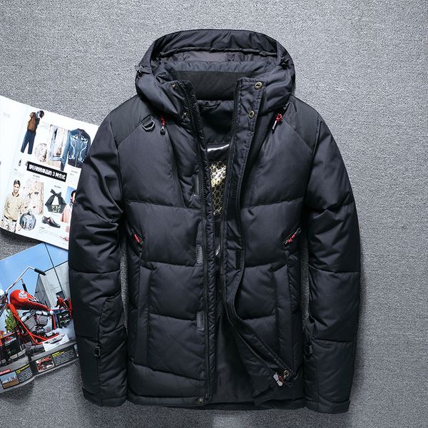 

new style outdoor men's wear authentic men's down jacket short thick winter coat, Black