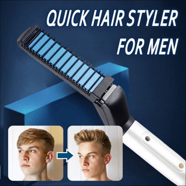 

drop ship men electric heating quick hair styler hairbrush comb multifunctional hair comb curling curler show cap make, Silver