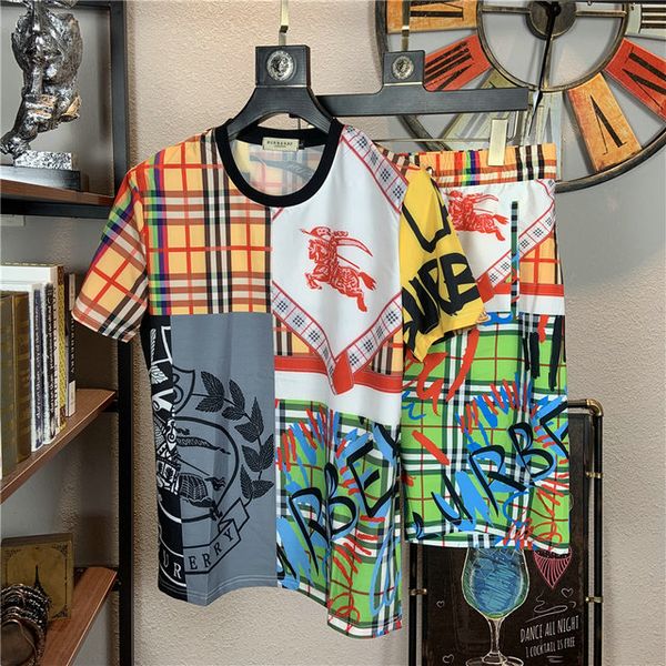 

summer men hedging sportsuits set 2020 printing mens small round neck t-shirt shorts tracksuit 100% cotton fitness suits men short track, Gray