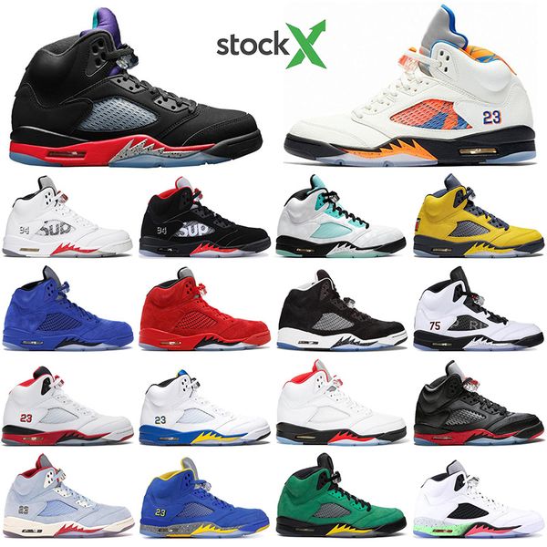 

with socks jumpman 5 5s black fresh prince satin bred men basketball shoes blue suede michigan island green mens designer sport sneakers