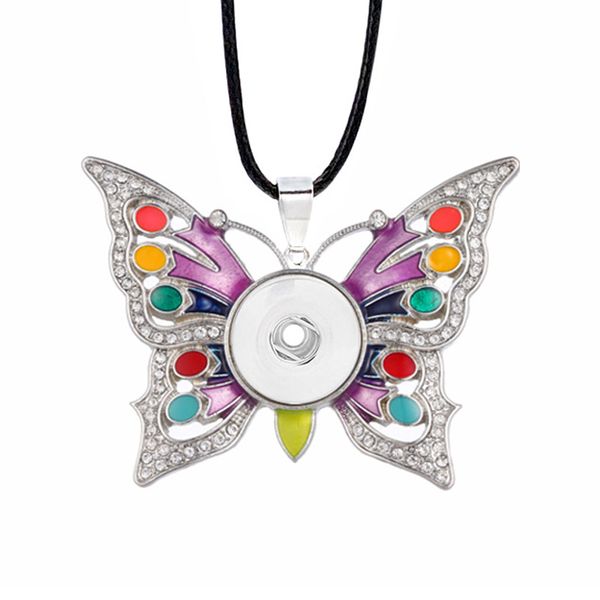 

мода горячей продажи сменные бабочка кристалл имбирь ожерелье 120 fit 18 мм оснастки кнопка кулон шарм ювелирные изделия для женщин подарок, Silver