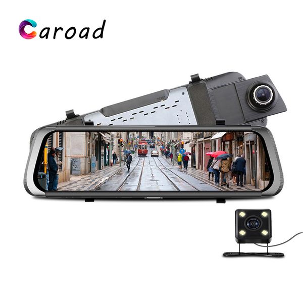 

dash cam fhd 1080p ips touch screen 9.35 inch car dvr dual lens night vision wdr g-sensor loop recording rearview mirror camera