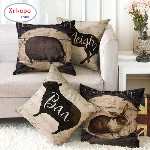 

45cm*45cm farm animals design linen/cotton throw pillow covers couch cushion cover home decor pillow