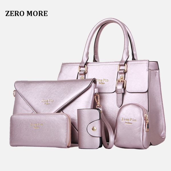 

large capacity 5pcs composite bag women shoulder bags messenger bright leather handbag soft crossbody fashion ladies simple tote