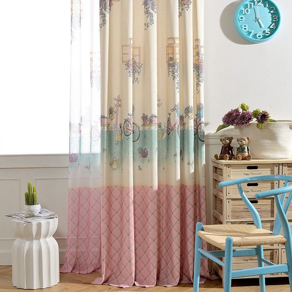 

riding cartoon sweet pink curtains for children girl tulle sheer volie curtain quality window cortinas kids room curtains