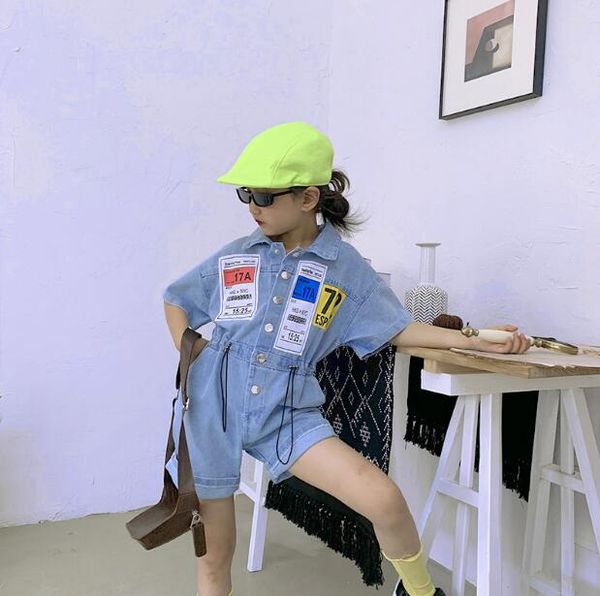 

2020 new wholesale girls denim overalls summer fashion girls shorts 4-10t f321, Blue