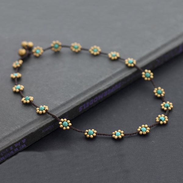 

11.11 big promotion bohemian handmade beaded woven braided brass choker necklace natural stone jewelry christmas gifts 2018, Golden;silver