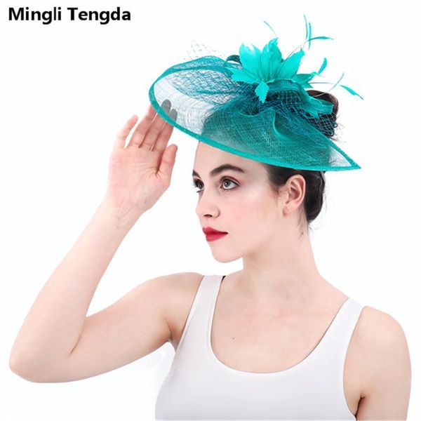 

mingli tengda elegant wedding hat for women vintage fascinators hat chapeau wedding femme mariage wedding decoration boda fedora ysvzn, White