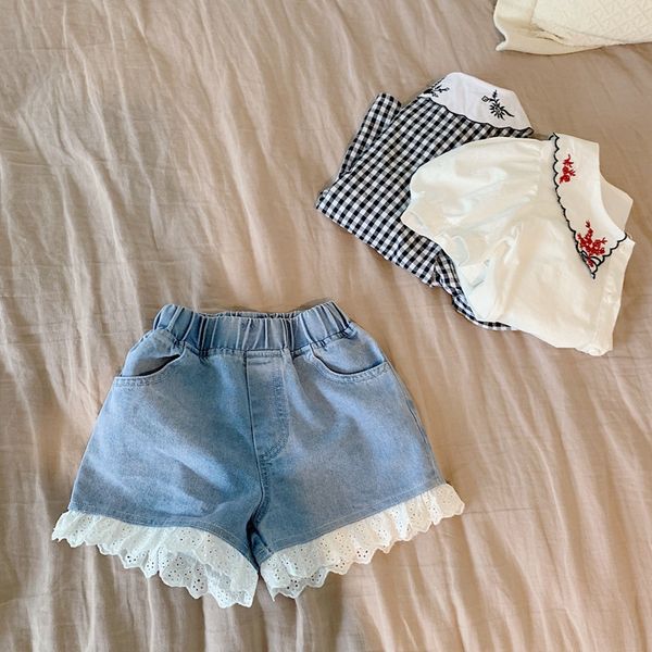 

tgg2020 children's denim shorts and girls' tgg2020 children's lace denim shorts and lace jeans girls' jeans, Blue