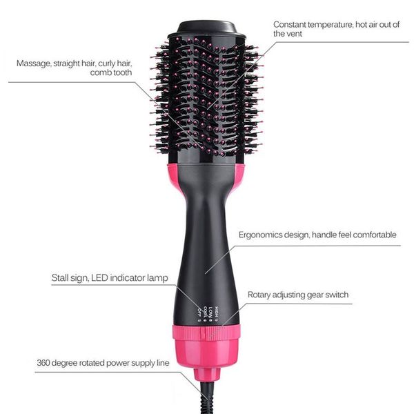 

2 в 1 профессиональный фен для волос бигуди rotary curling brush one step фен и volumizer ролики волос расческой стилизация инструменты