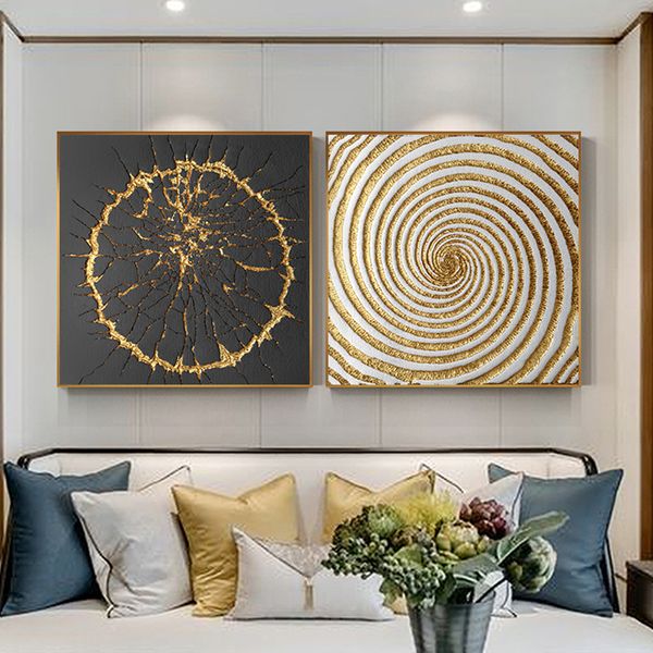 

fashion square circle выброс холст картина черный и золотой плакат печать роскошное wall art pictures для гостиной столовая