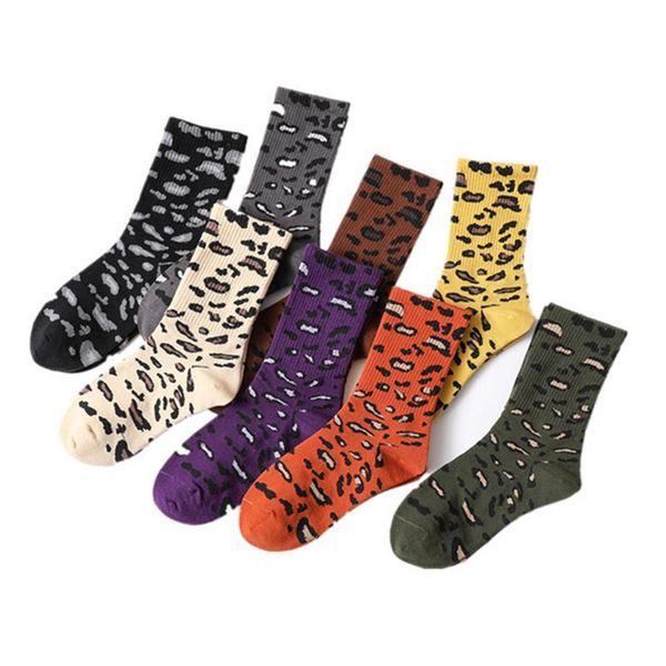 

spotted leopard socks cotton tube stockings fashion sports socks breathable and wearable yoga soft and comfortable, Black
