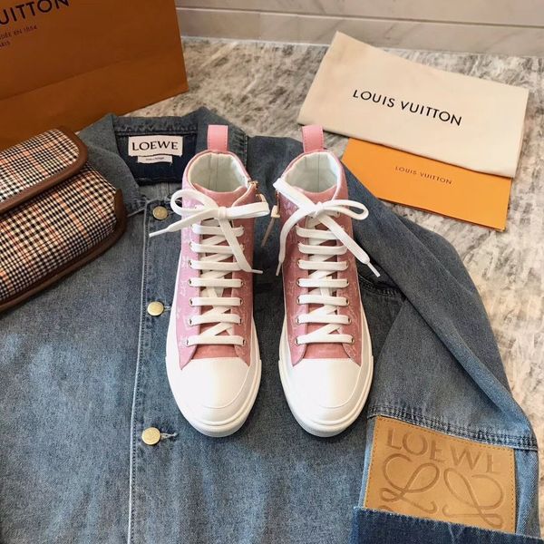 

r luxury casual women's shoes, fashion knitting printing stellar high-sneakers leather lace-up luxembourg casual sports shoes