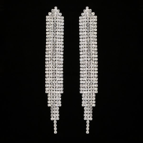 

exaggeration tassels earrings woman micro set rhinestone ear nail eardrop, Golden