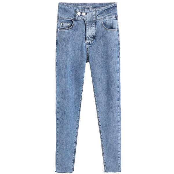 

2019 new pencil jeans for women spring fashion skinny stretch ladies denim high waist full length pants female, Blue