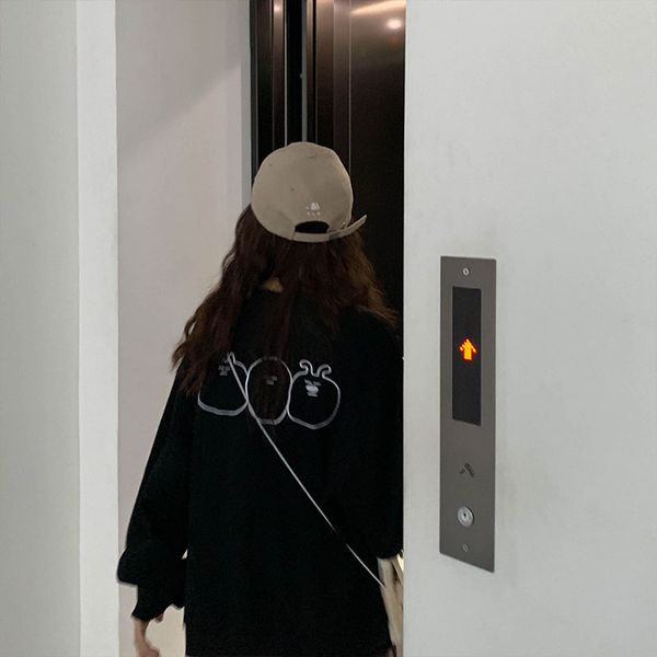 

4 colors autumn 2019 korean style women sweatshirts cartoon embroidery long sleeve casual sweatshirt womens pullovers ( x1081, Black