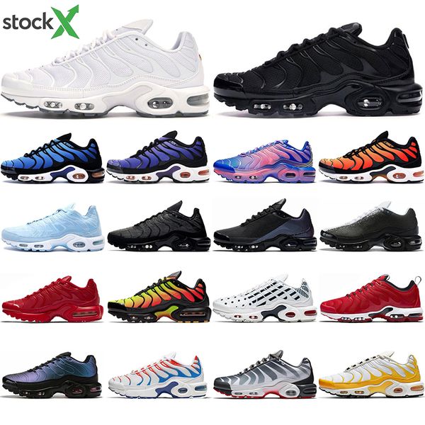 

2020 tn plus se mens running shoes triple black total orange habanero red scream green deluxe men trainer sports sneakers jogging walking