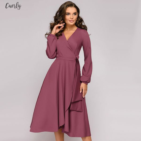 

women long sleeve vintage sashes a line party dress ladies long sleeve v neck elegant dress 2020 new autumn female dress, Black;gray