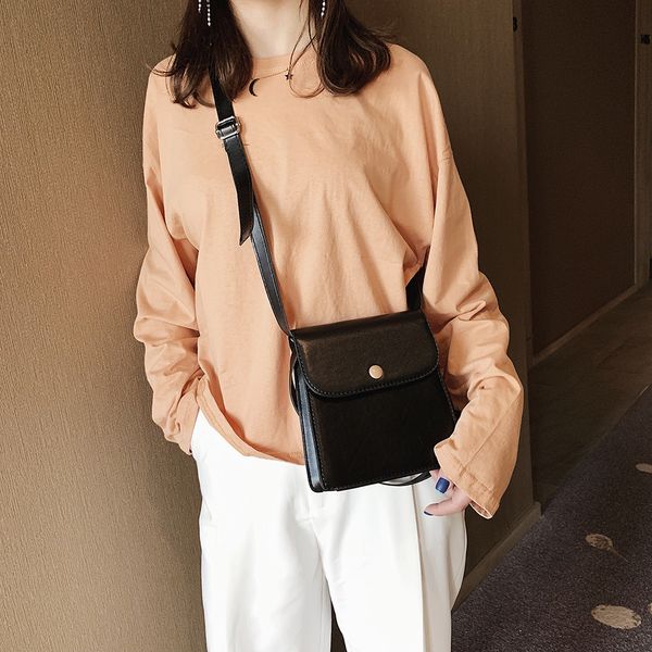 

woman's pu leather small square bag multi-function messenger bag retro business office mobile phone storage #p