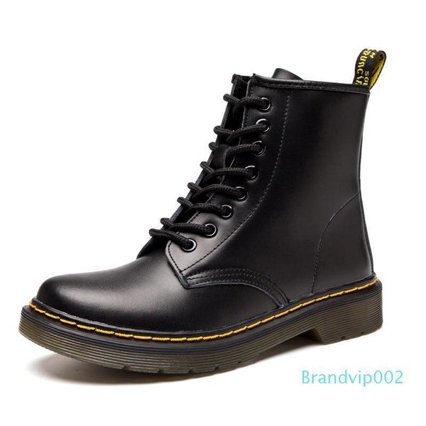 

quilty man women eegland stly martens leather shoes motorcycle mens ankle boot doc martins fur couple oxfords shoes, Black