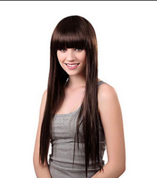 Wig Charming Women S Long Dark Brown Straight Heat Wig Heat