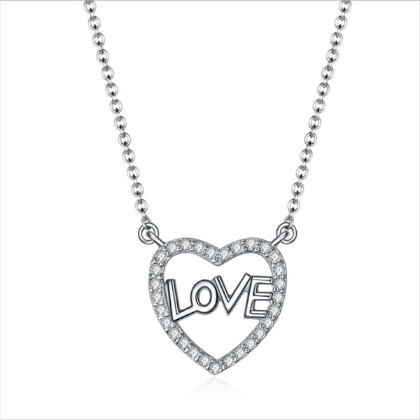 

s925 sterling silver necklace pendant classic exquisite wild temperament female love letter inlaid zircon item pendant