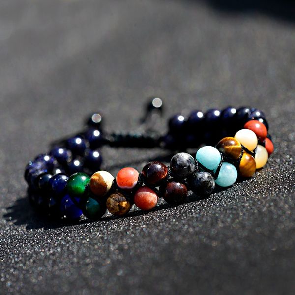 

oiquei 2019 new eight planets universe galaxy solar system guardian star natural stone beads bracelets for women men adjustable, Black