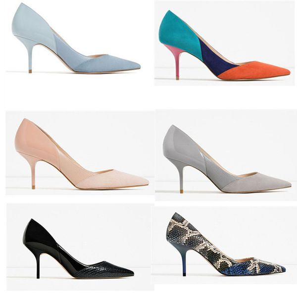 

hkxn 2019 fashion pu leather women pumps printing high heels shoes point toe mules high party wedding pump drop shipping, Black