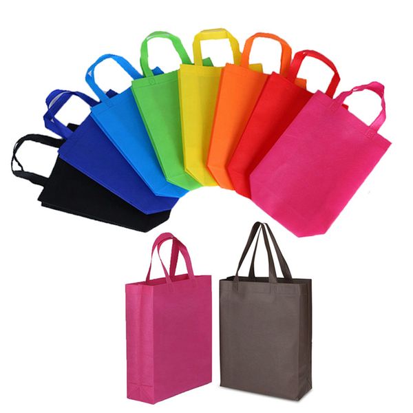 

10 pcs diy kids birthday party favors gift bags with handles treat bags solid color cloth shopping bag multi-use gift tote bags