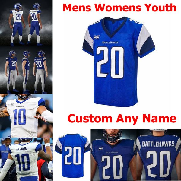 

2020 st. louis battlehawks xfl football jerseys mik`quan deane jersey connor davis ray lawry taylor heinicke keith ford custom stitched, Black;red