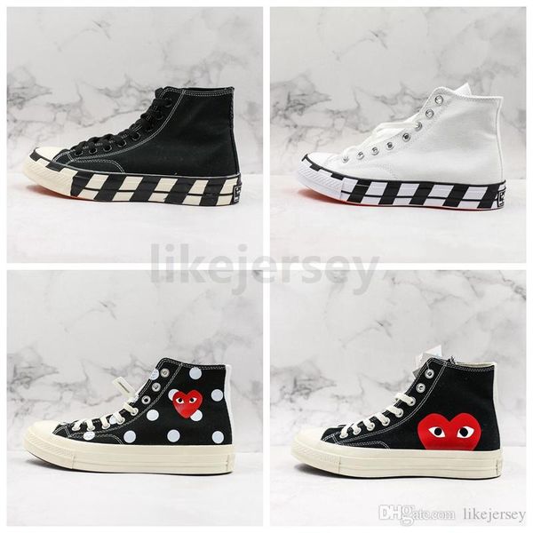 

новый off ж х дизайнеры all-star cdg play, 1970-х года молодежь high top мужчины женщина повседневного кроссовки холст canvas бег скейтборд, Black