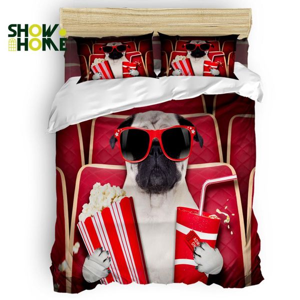 

showhome duvet cover set dog in the cinema funny design duvet cover 4 piece bedding set