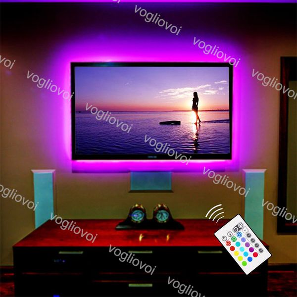 

led strip dc5v usb 5050 rgb 1m/2m/5m 30leds/m for tv background lighting with 24/ 44key controller set decoration light epacket