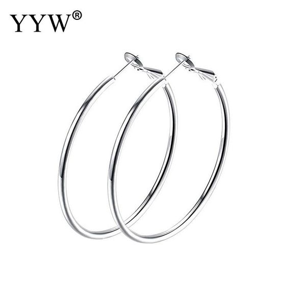 

40mm 50mm 60mm hoop earrings big smooth circle loop earrings for women jewelry stainless steel basketball brincos, Golden;silver