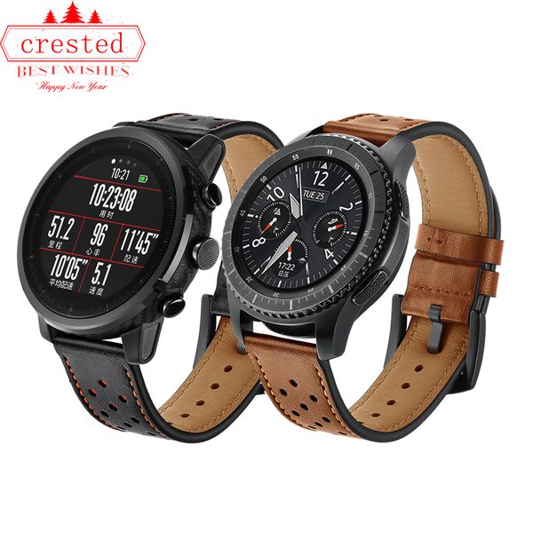 

gear s3 frontier band for samsung galaxy watch 46mm strap 22mm leather bracelet huawei watch gt strap amazfit stratos s 3 46 mm, Black;brown