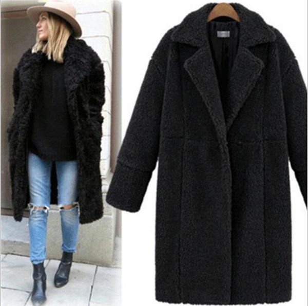 

autumn winter 2020 new women's wear cashmere long sleeve coats medium-length splicing overcoat female zipper button wool coats, Tan;black