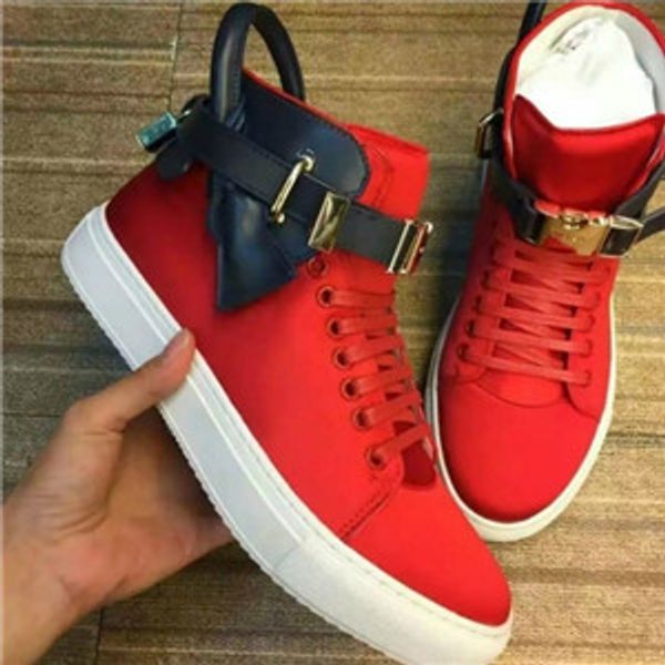 

italy cowhide buscemi white/red/black gold lock hight sneakers skate shoes men/women designer sport casual shoes flats mens casual s