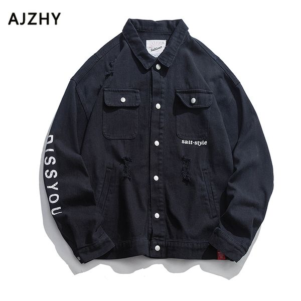 

fashion denim jacket 2019 new men streetwear hip hop casual printing windbreakers jeans mens coat couple winter autumn clothing, Black;brown