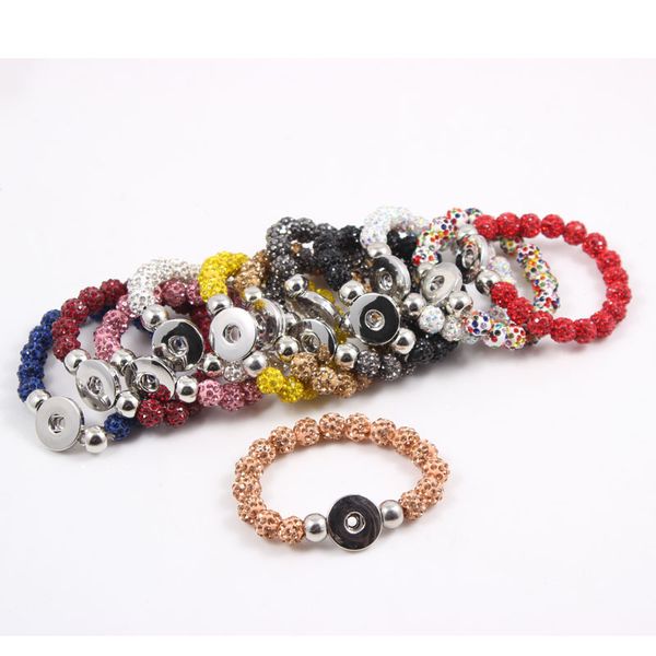 

19cm diy snap button bracelet fashion handmade 10mm crystals rhinestone beads bracelet fit 18mm button jewelry, Black