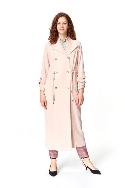 

pique textured trenchcoat, Tan;black