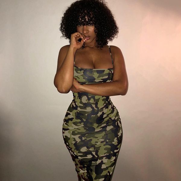

summer women ladies wind camouflage dresses sleeveless spaghetti strap sling knee-length dress women party dress l2, Black;gray