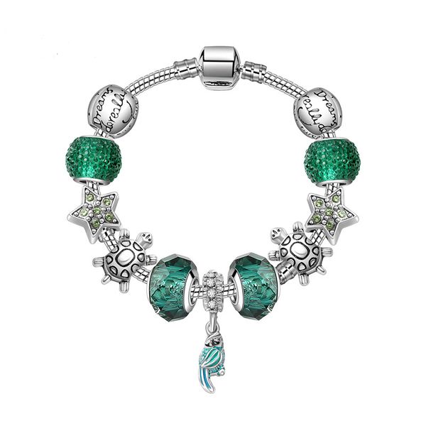 

attractto green star&parrot bracelets&bangles for women jewelry crystal animal bracelet charm silver tortoise bracelet sbr190344