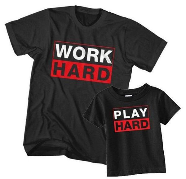 

Parent Clothing Work Hard Print Tshirts Crew Neck Short Sleeve Black Fashion Mens Tops Casual Apparel