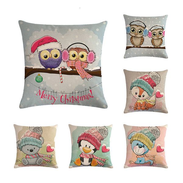 

мультфильм животных фокс cat дорогой снеговик сова pattern подушка обложка бросьте наволочку детская кровать декоративного искусства лучший