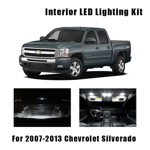 

13pcs white led light car bulbs interior kit fit for 2007-2013 silverado 1500 2500 3500 map dome trunk license lamp