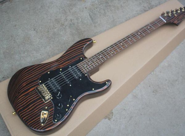 

бесплатная доставка завод зебрано электрогитара с черной накладкой, hsh пикапами, зебран грифом, gold оборудованиями, может быть настроена