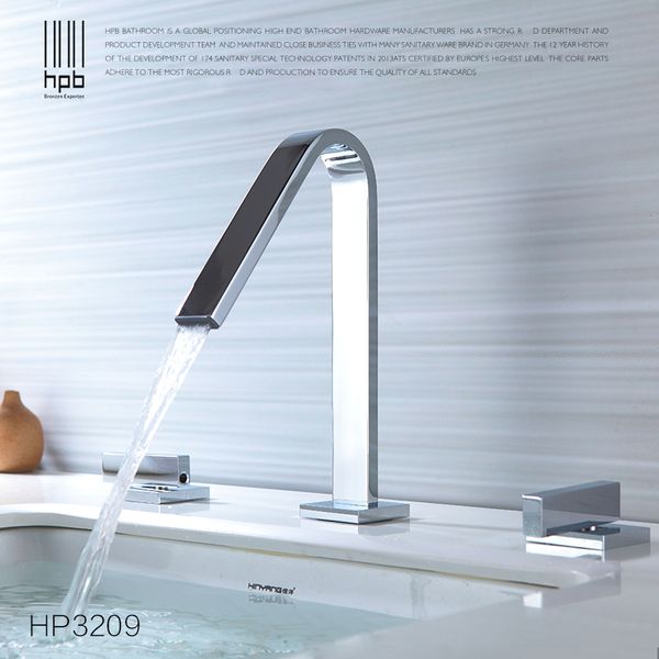 

hpb european style widespread basin faucet bathroom sink mixer tap dual handle three-hole and cold water deck mounted hp3209